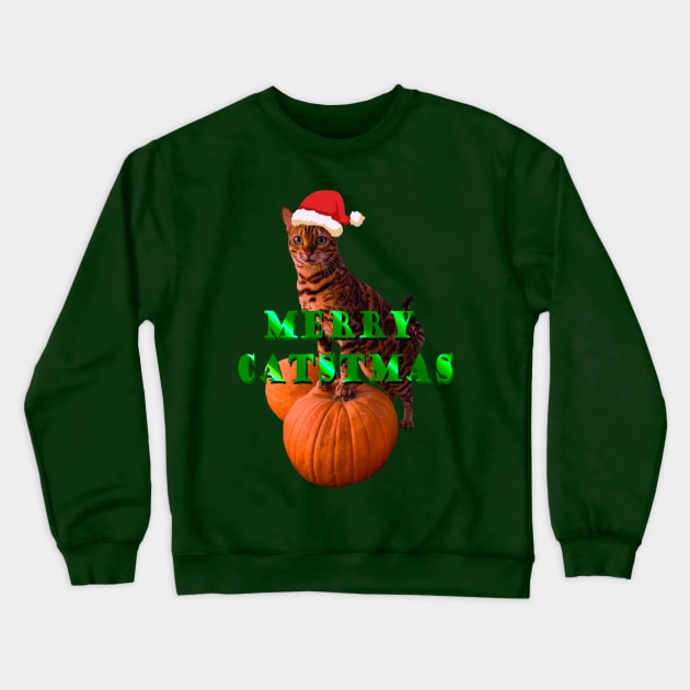 merry christmas with cat Crewneck Sweatshirt by denpoolswag